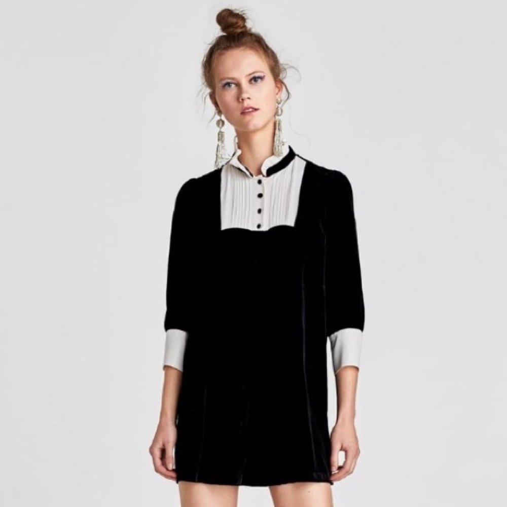 b&w tuxedo smock dress